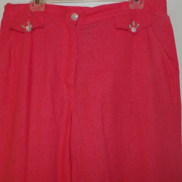 Vintage Capacity 2 Piece Linen Blend Pants & Top Set Sz L - Picture 5 of 10